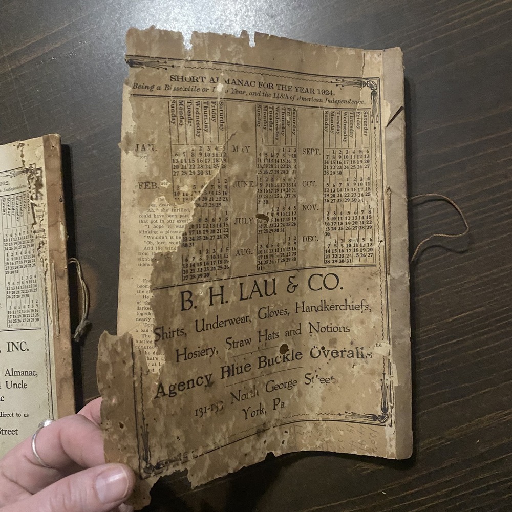 9 Antique Agricultural Almanacs 1920-1922 1924-1929 John Baer's Sons Lancaster - Picture 11 of 16